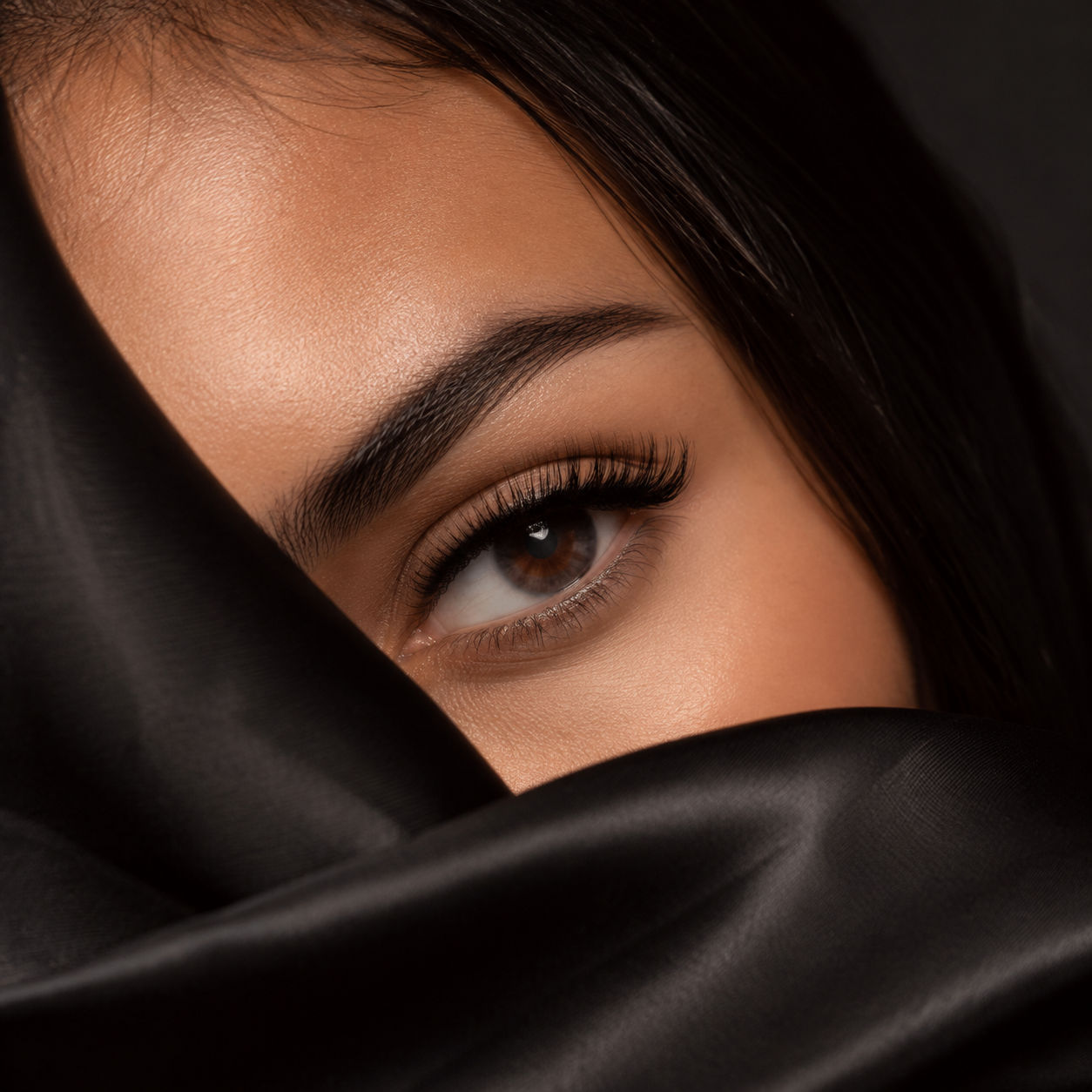 Close-up of refined eyelash extensions