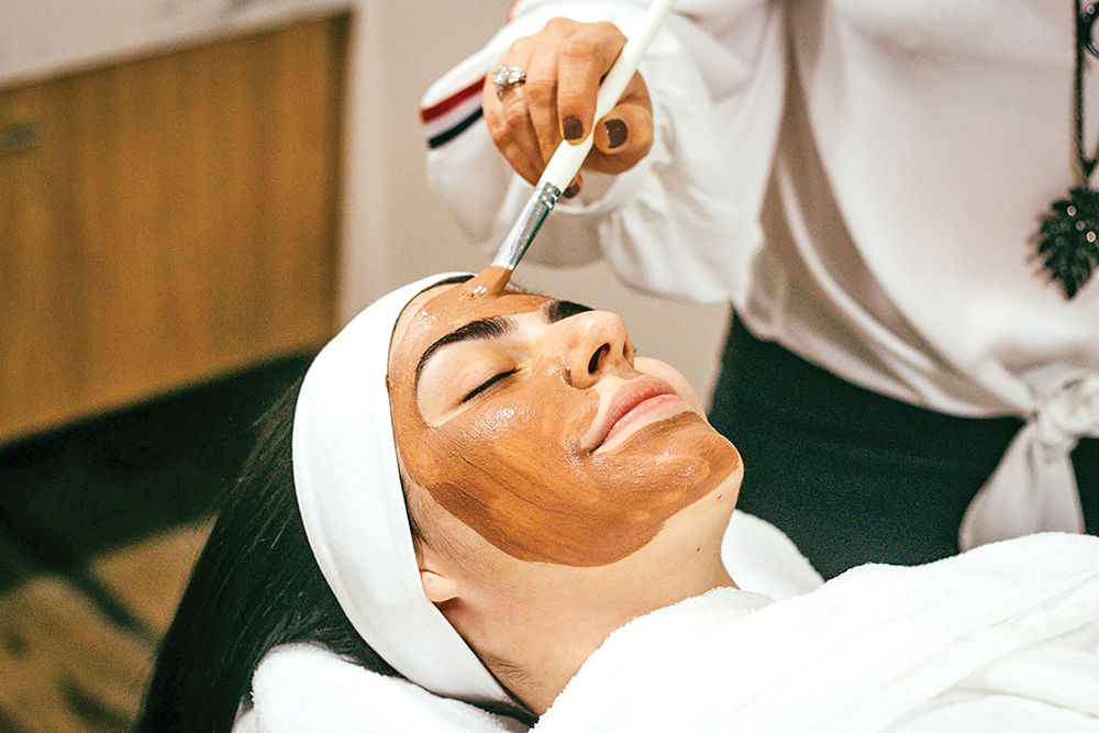 Luxury beauty facial treatment with soft spa lighting