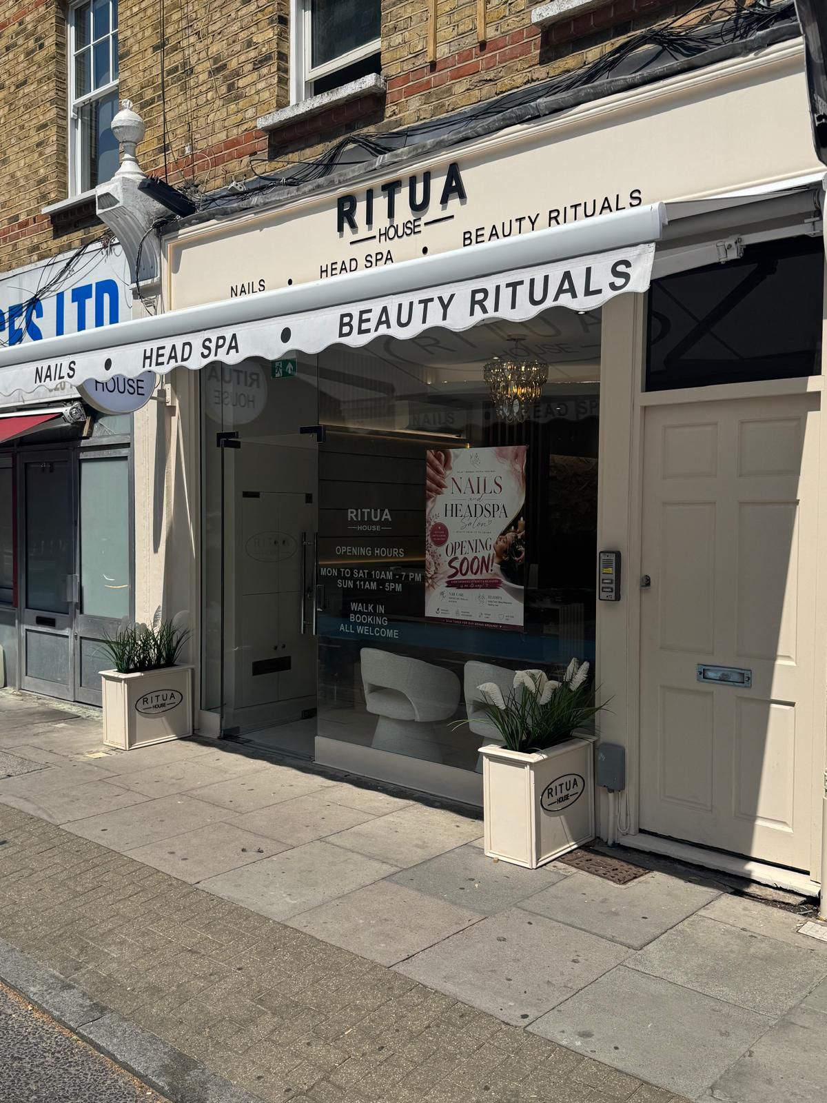 RITUA HOUSE shopfront showing nails, head spa and beauty rituals signage