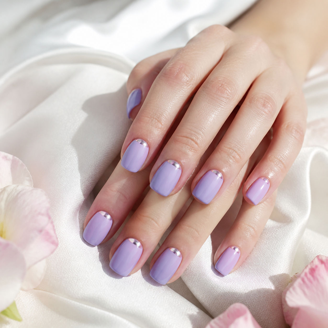 Pastel lavendel gellak manicure