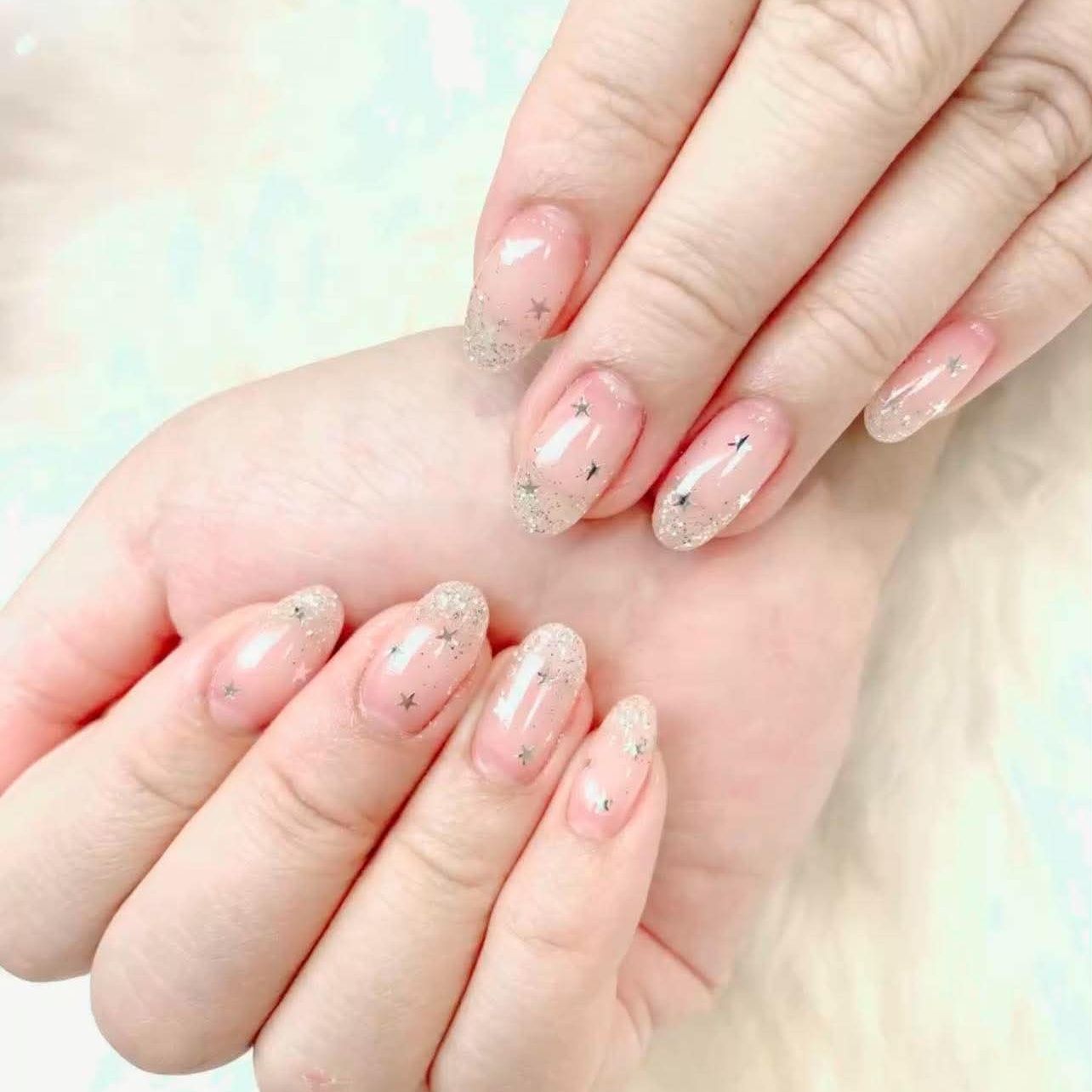 Gentle gel nails with glossy finish at Sara Beauty