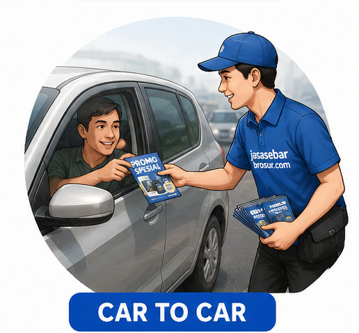 Sebar Brosur Metode Car to Car di Area Parkir Mobil