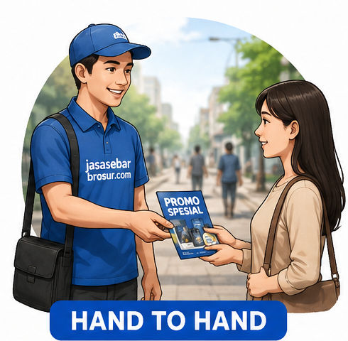 Pembagian Brosur Hand to Hand Langsung ke Calon Konsumen