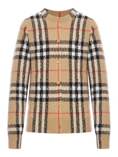 WOOL AND CASHMERE CHECK CARDIGAN - Burberry - Woman
