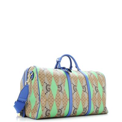 GUCCI Convertible Duffle Bag Rhombus GG Coated Canvas with Leather Large