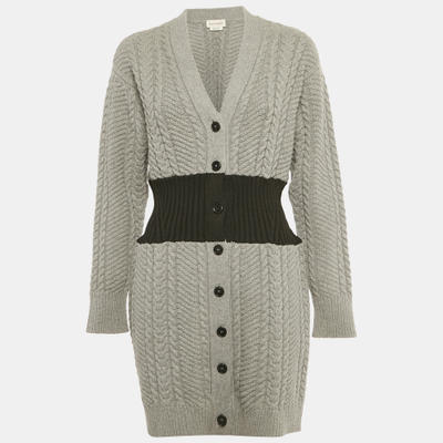 Alexander McQueen Grey Cashmere Knit Mini Dress M