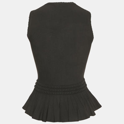 Alexander McQueen Black Stretch Knit Flared Top S
