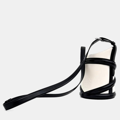 Alexander McQueen Beige Black Leather Curve Bucket Bag