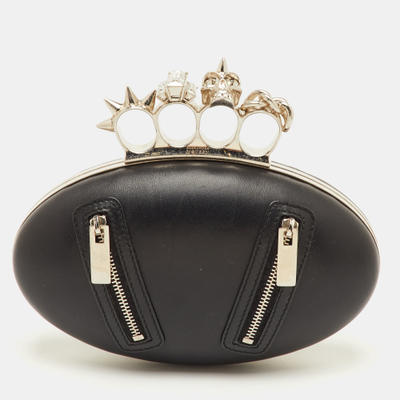 Alexander McQueen Box Black Leather Clutch