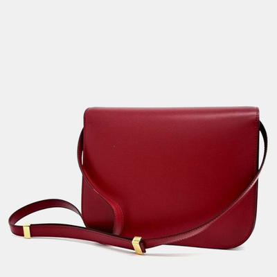 Celine Red Leather Classic Box Medium Bag