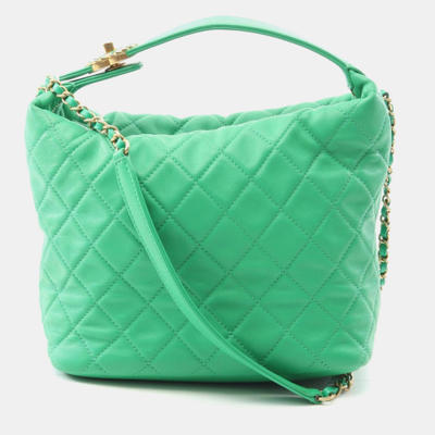 Chanel Green Lambskin Hobo Bag