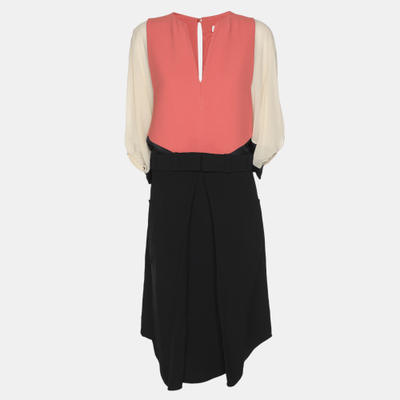Chloe Colorblock Crepe Fabric Midi Dress M