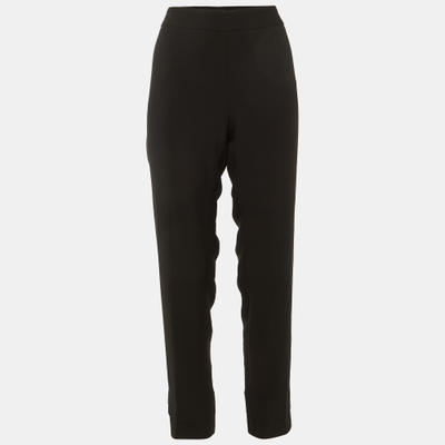 Emporio Armani Black Crepe Regular Fit Pants M