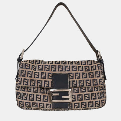 Fendi Gray Zucchino Baguette Handbag
