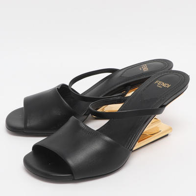 Fendi fendi first Size 36.5 Black Leather Mules