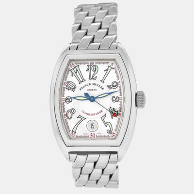 Franck Muller White Stainless Steel Conquistador 8000SC Automatic Women's Wristwatch 35 mm