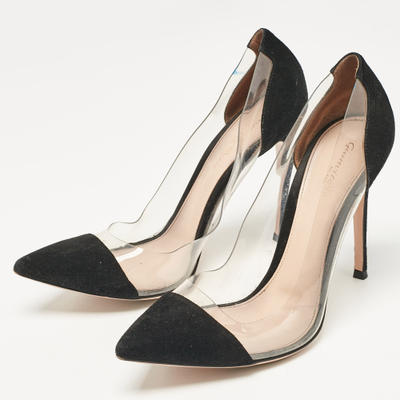 Gianvito Rossi Black PVC and Suede Plexi Pumps Size 39.5