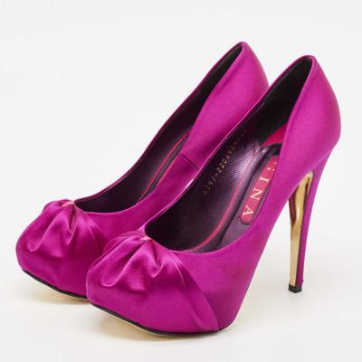 Gina Purple Satin Claire Platform Pumps Size 38.5