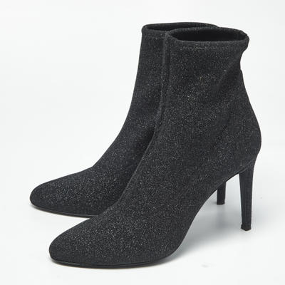Giuseppe Zanotti Black Glitter Knit Fabric Ankle Boots Size 41