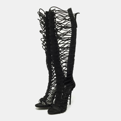 Giuseppe Zanotti Size 41 Black Suede Gladiator Knee Length Boots