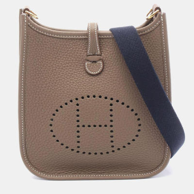Hermes Evelyne TPM Etoupe  Leather Shoulder Bags