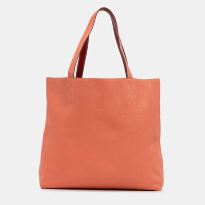 Hermes Pink Red Hermes Salmon/Red Clemence Double Sens 36