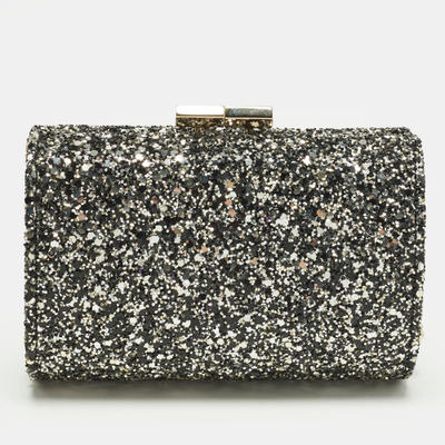 Jimmy Choo Kisslock Grey Glitter Clutch