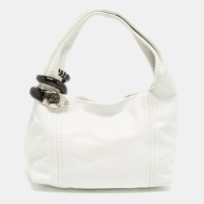 Jimmy Choo Saba White Leather Hobo