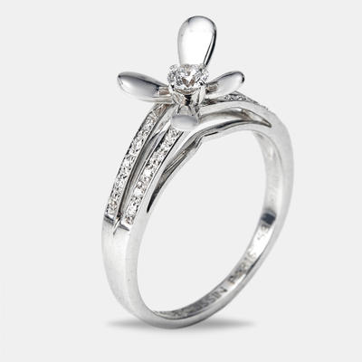 Mauboussin Moi Aimer Toi Diamonds 18k White Gold Ring Size 53