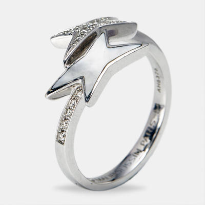 Mauboussin Etoile de Vie Mother of Pearl DIamonds 18k White Gold Ring Size 53