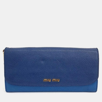 Miu Miu Blue Leather Madras Mini Crossbody Bag