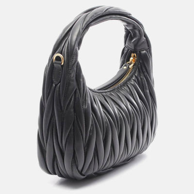 Miu Miu Miu Wonder Matelasse Black Leather Hobo Bag