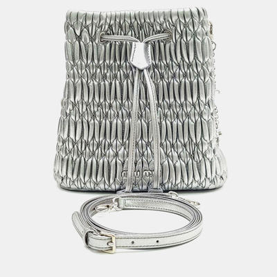 Miu Miu Metallic Leather Napa Crystal Bucket Bag