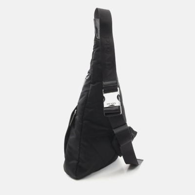 Prada Tessuto Waist Bag Body Nylon Saffiano Leather Black