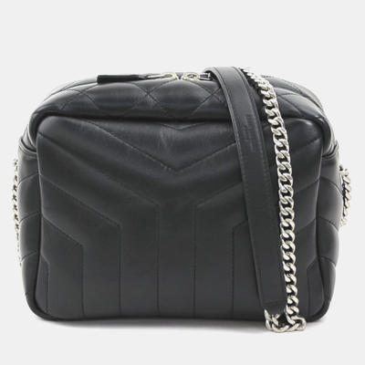 Saint Laurent Black Leather Lulu Shoulder Bag