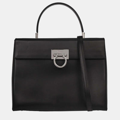 Salvatore Ferragamo Black Gancini 2way Handbag