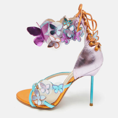 Sophia Webster Harmony Butterfly Size 38 Multicolor Patent Leather Ankle Cuff Sandals