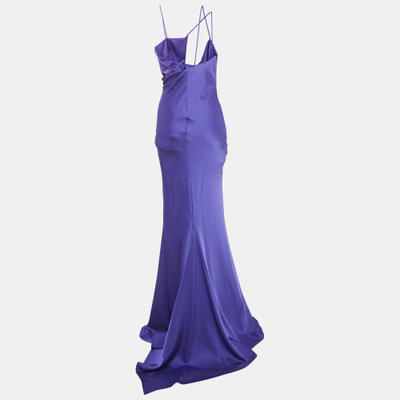 The Attico Vivid Violet Satin Melva Long Dress M