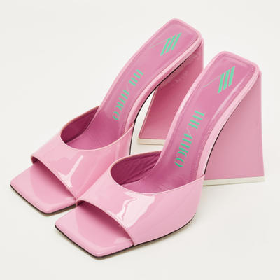 The Attico Devon Size 39 Pink Patent Leather Slide Sandals