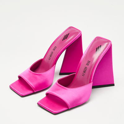 The Attico Pink Satin Devon Slide Sandals Size 39