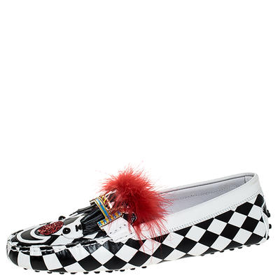 Tod's Multicolor Leather and Fur Gommino Circus Loafers Size 40