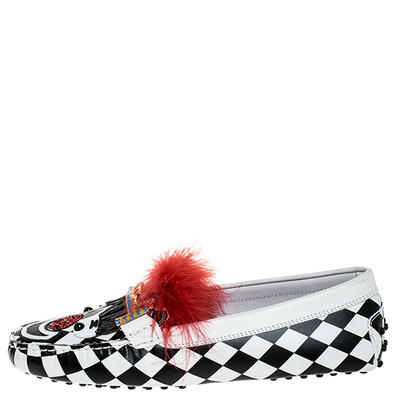 Tod's Multicolor Leather and Fur Gommino Circus Loafers Size 40