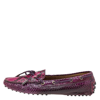 Tod's Multicolor Python Bow Slip On Loafers Size 39