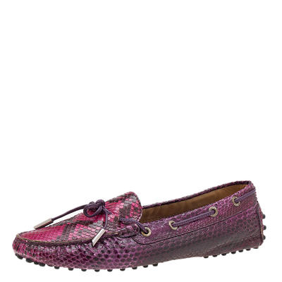 Tod's Multicolor Python Bow Slip On Loafers Size 39