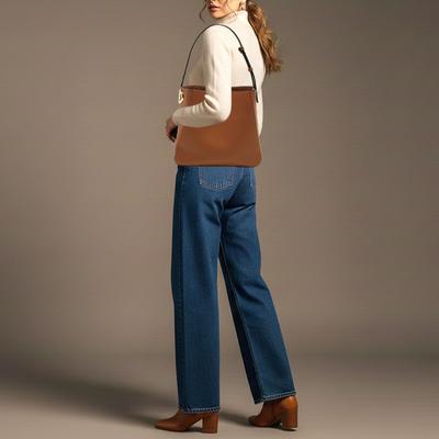 Valentino VLogo Brown Leather Bucket Bag