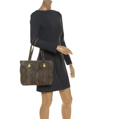 Versace Green Python Leather Tote