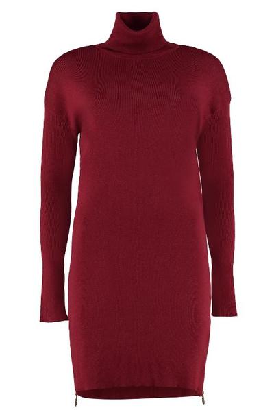 Kaia Cashmere Turtleneck Sweater Dress In Scarlet