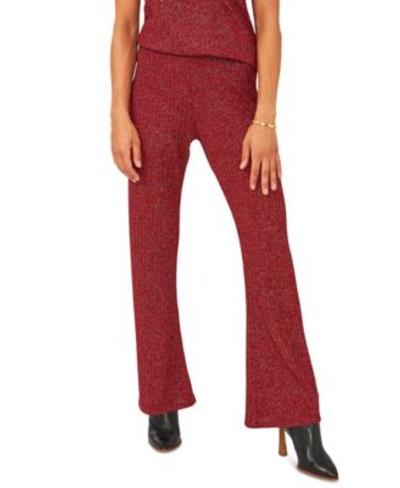 Ribbed Metallic-Threaded Pants In Vermillion - M