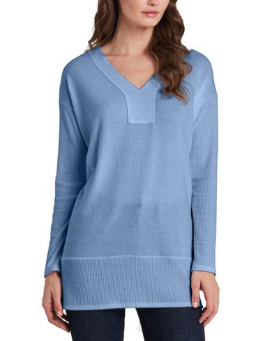 V-Neck Drop-Shoulder Tunic In Canyon Blue - L