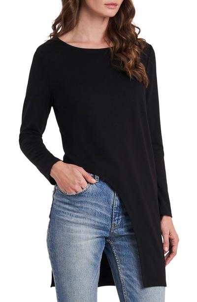 Asymmetrical Tunic Top In Rich Black